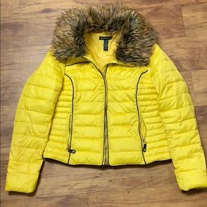 Yellow fur coat